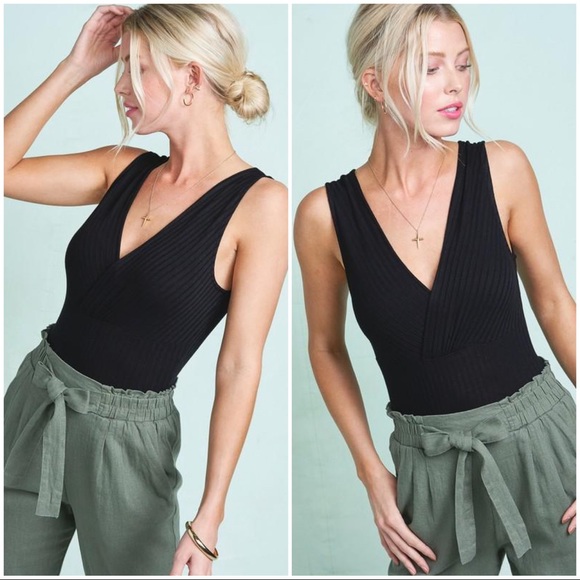 SO EFFORTLESS RIBBED TANK BODYSUIT-BLACK - Picture 3 of 3